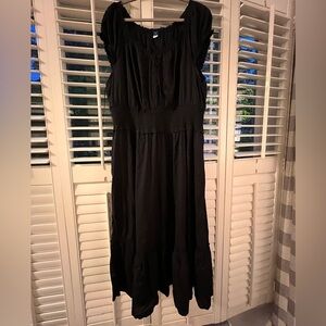 🖤 Cap Sleeve Swiss Dot Summer Black Women's Dress - 2X